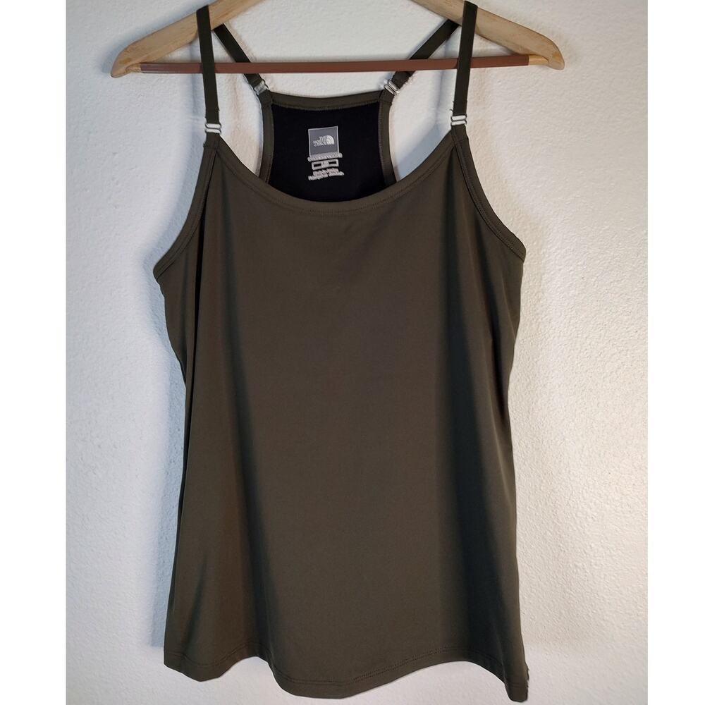 The North Face Olive Green Athletic Tank w/ Built-In Bra Adjustable Straps Large
